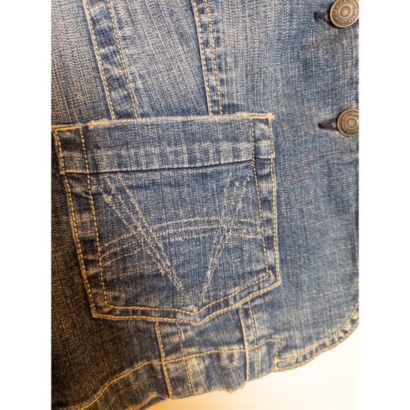 Vintage Y2K Hydraulic Denim Button Blazer Jacket Medium - Picture 5 of 9